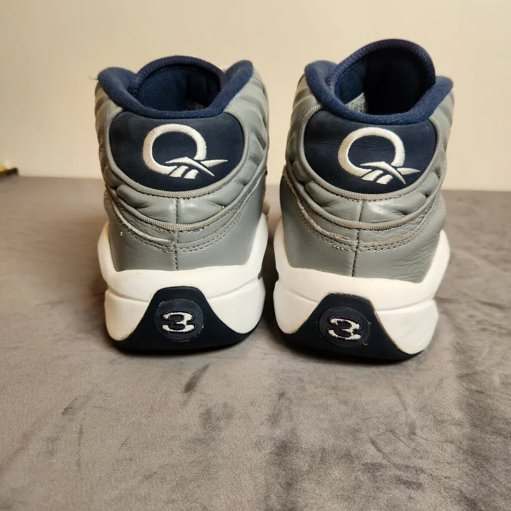Reebok Question Mid Georgetown Men Size 12 J99179 Grey Navy Basketball Shoes